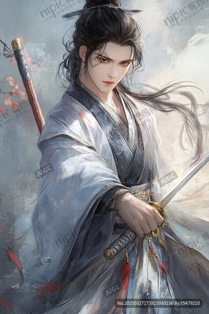 古風(fēng)俠客持劍英姿颯爽