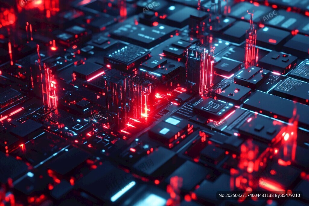 紅色科技感電路板場景