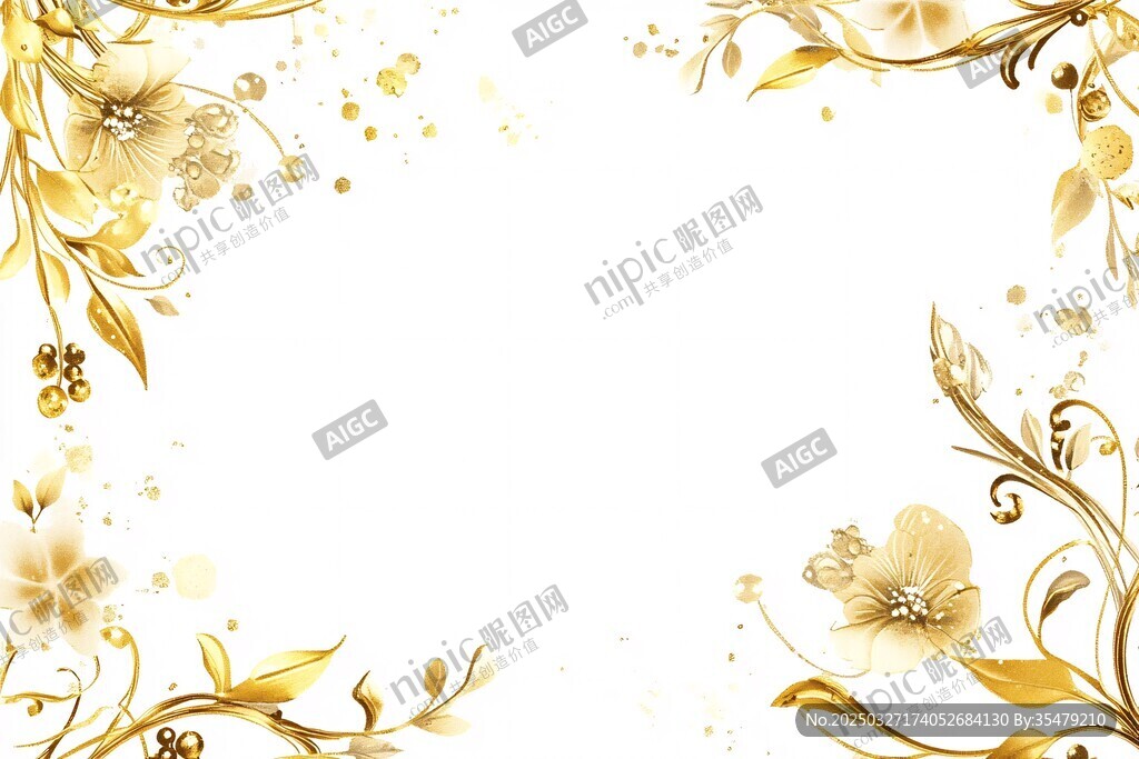 金色花卉邊框裝飾背景圖