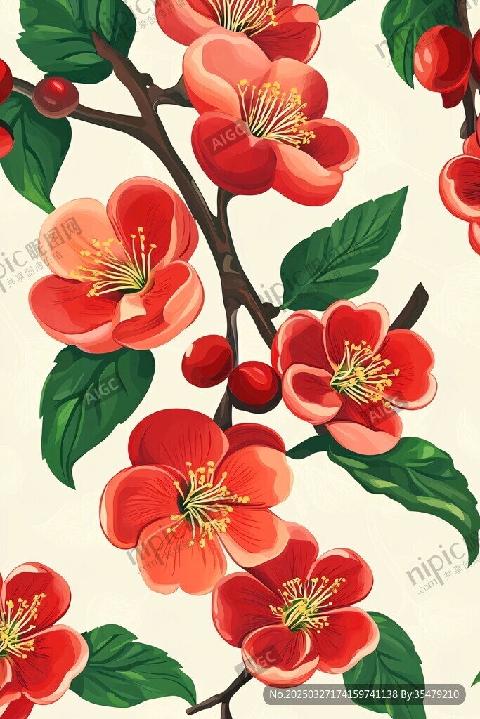 紅梅綻放圖