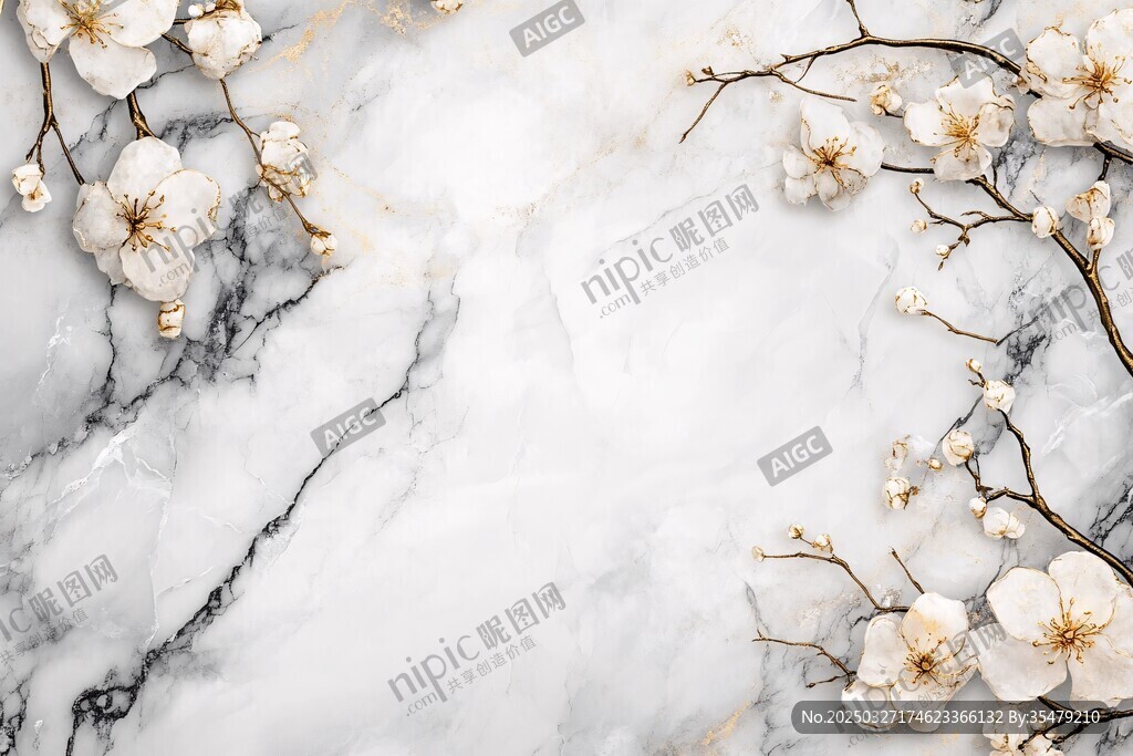 大理石上的精致花卉裝飾