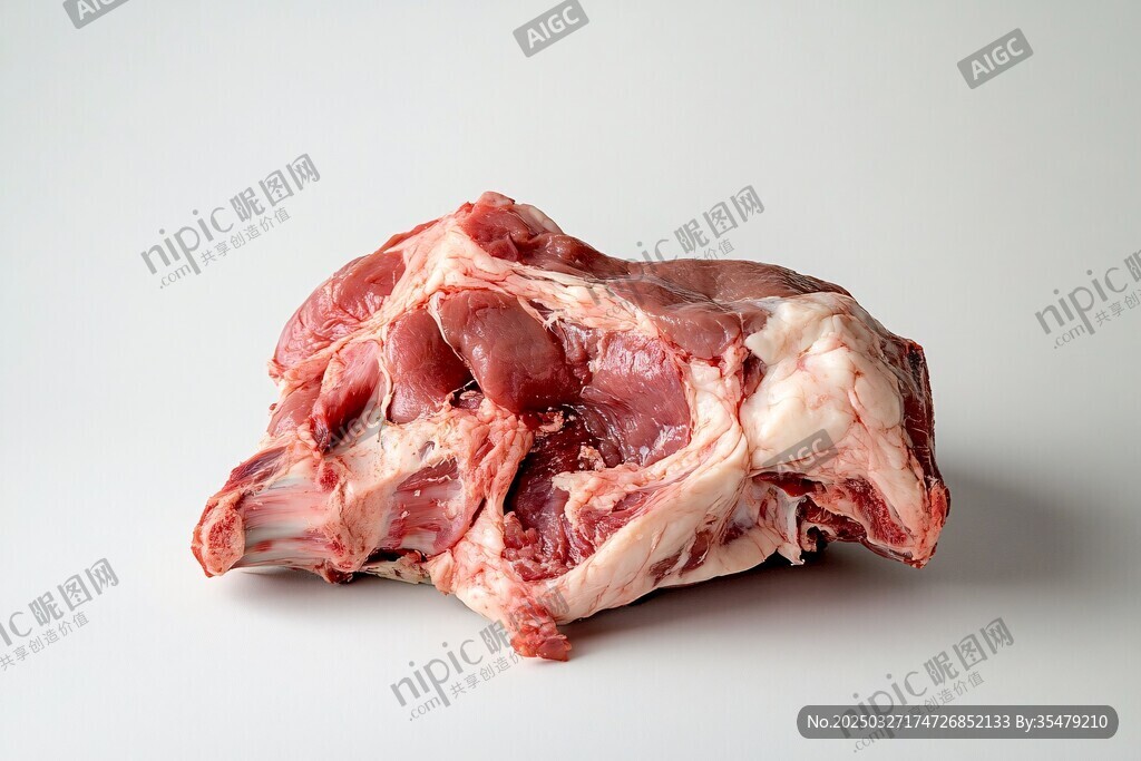 新鮮生肉骨頭特寫畫面