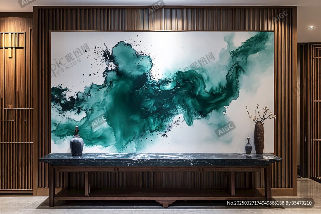 中式墨韻背景墻藝術(shù)展示