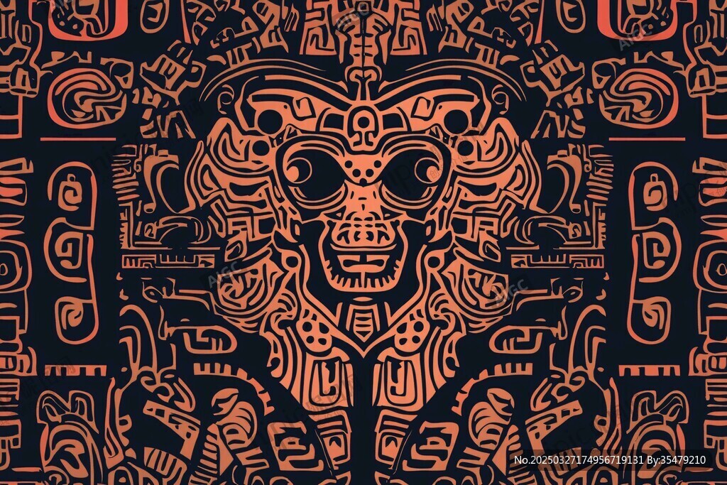 神秘瑪雅風格圖騰圖案