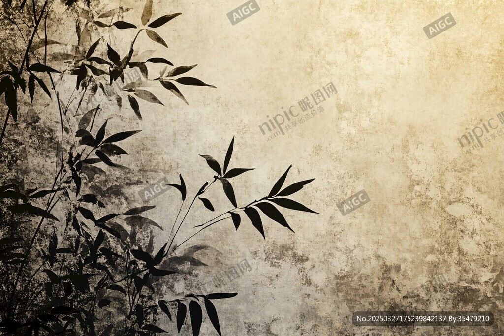 水墨風(fēng)竹葉背景圖