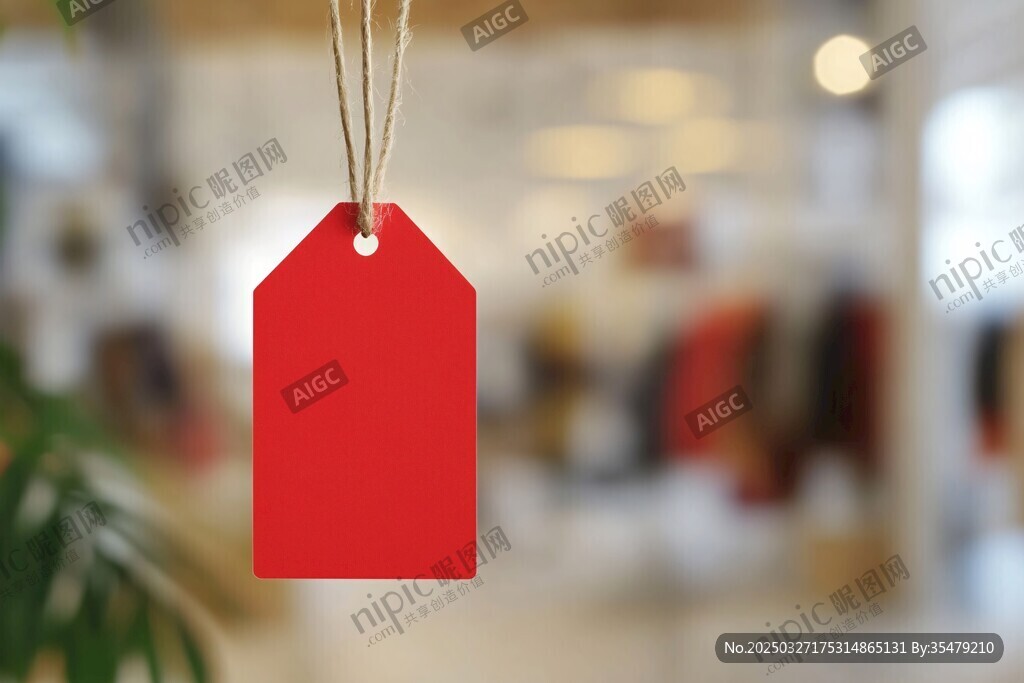 紅色吊牌懸于時尚店鋪前