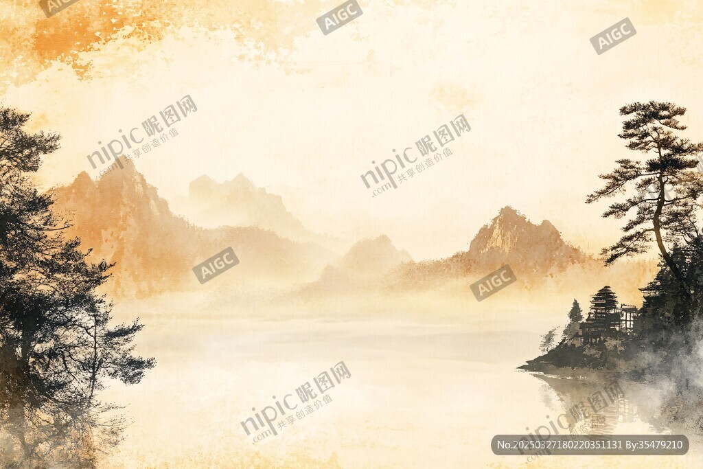 水墨山水間的靜謐之景