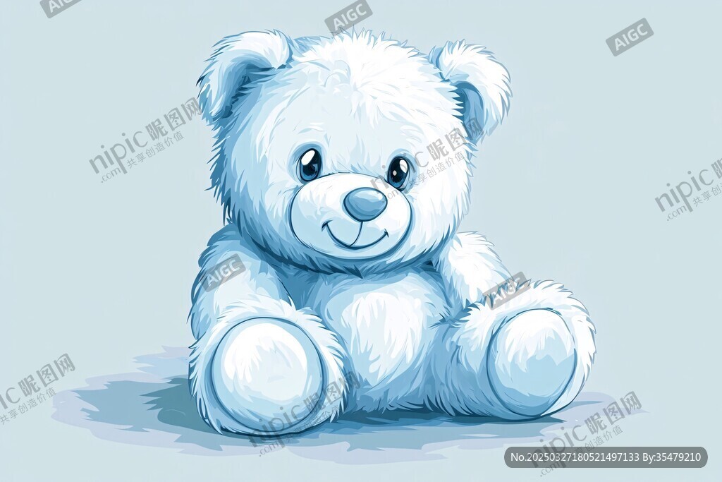 可愛白色小熊插畫