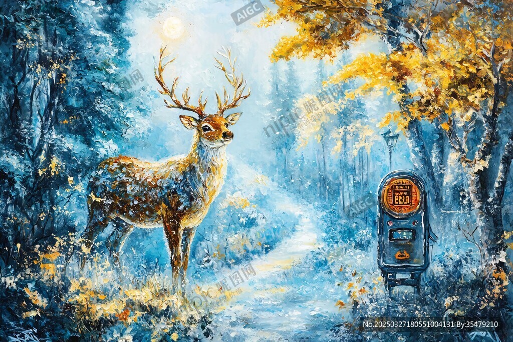 夢幻森林中的麋鹿與郵筒