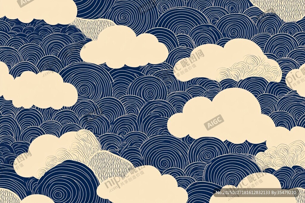 云海波紋圖案背景設(shè)計(jì)