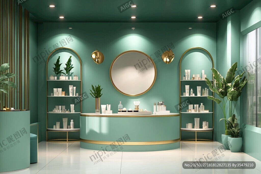清新綠植風(fēng)美容店鋪內(nèi)景