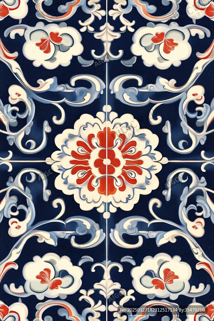 中式傳統花卉紋樣圖案