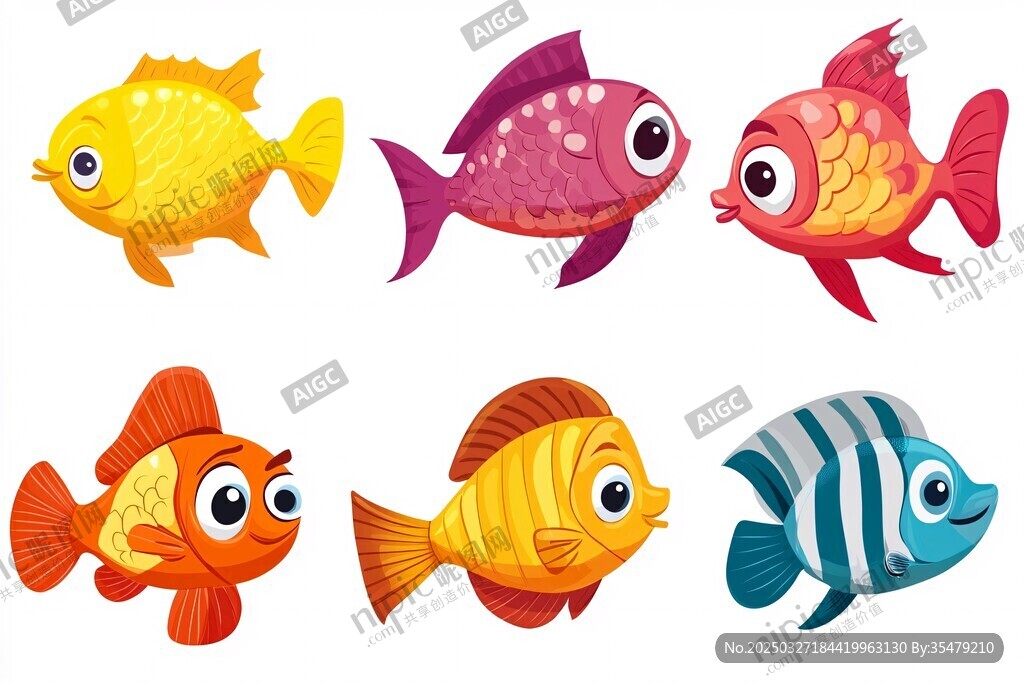 可愛多彩卡通魚集合