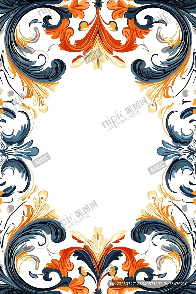 華麗復(fù)古花紋邊框圖案