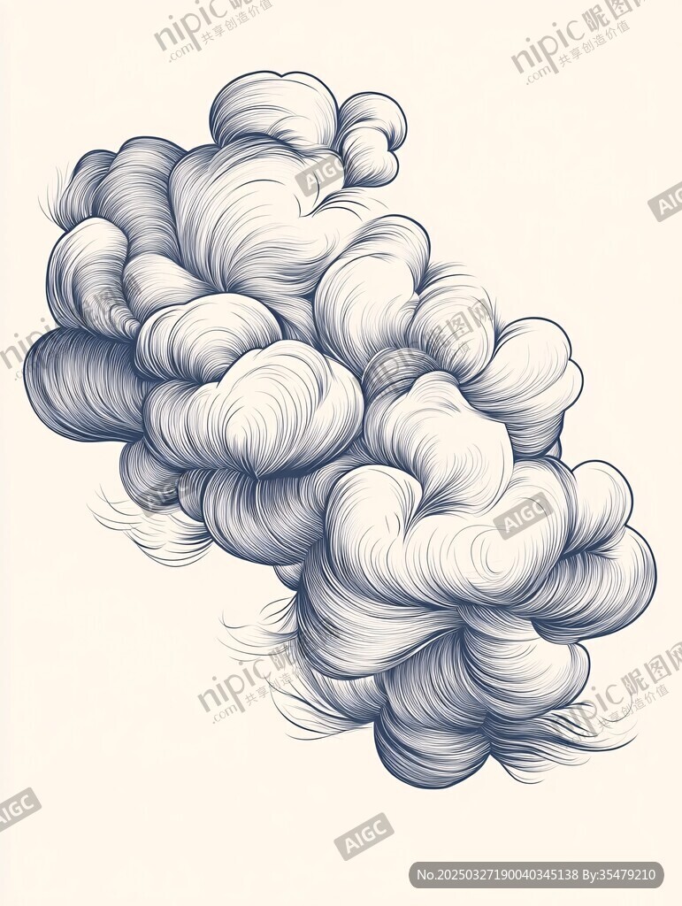 手繪蓬松云朵插畫(huà)