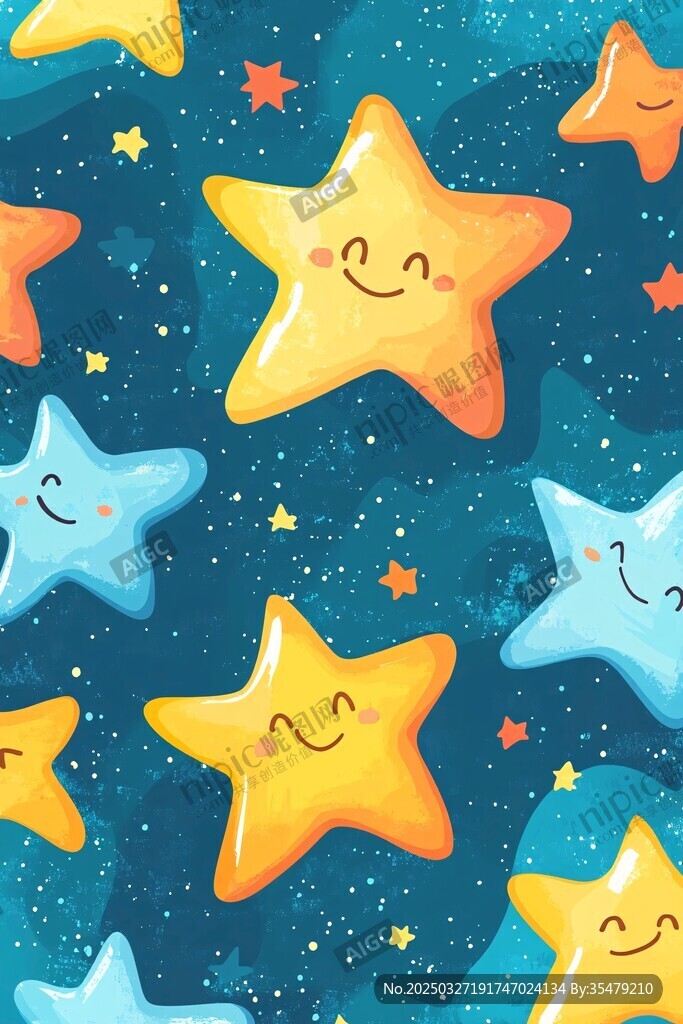 可愛星星卡通無縫背景圖