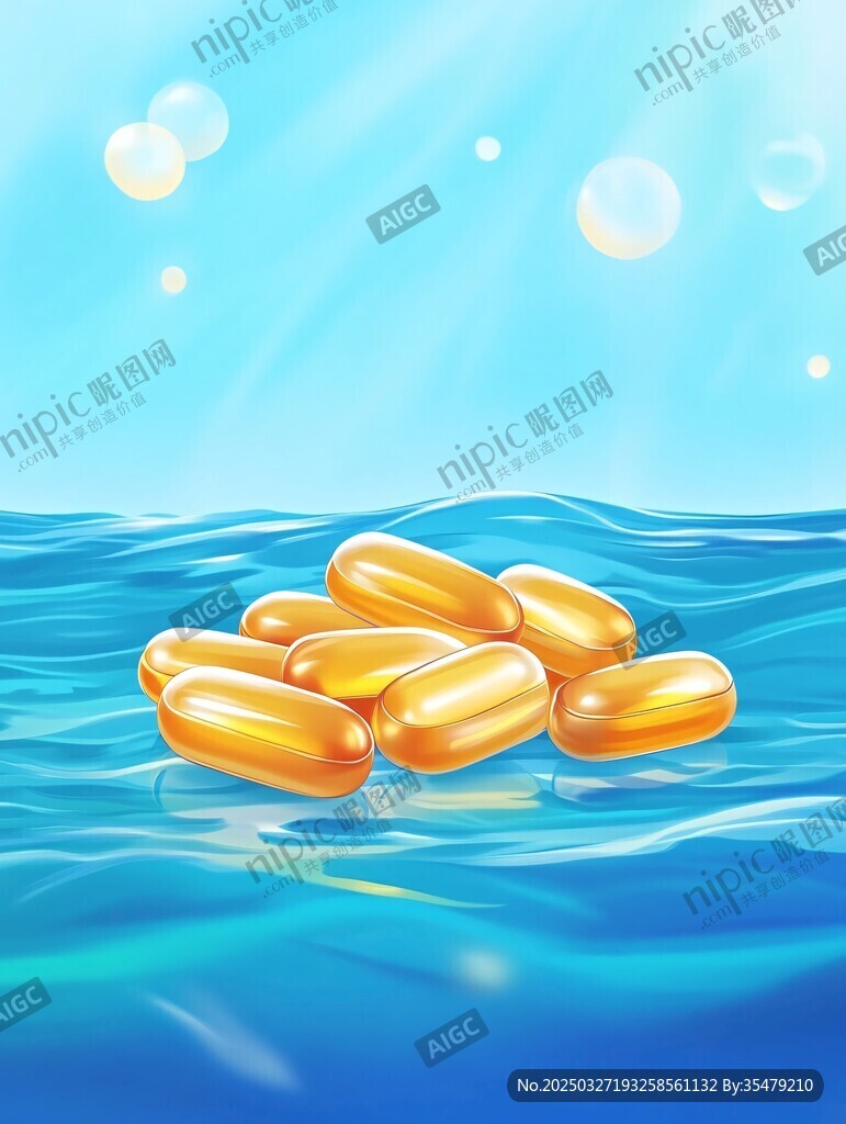 海洋上的金色膠囊