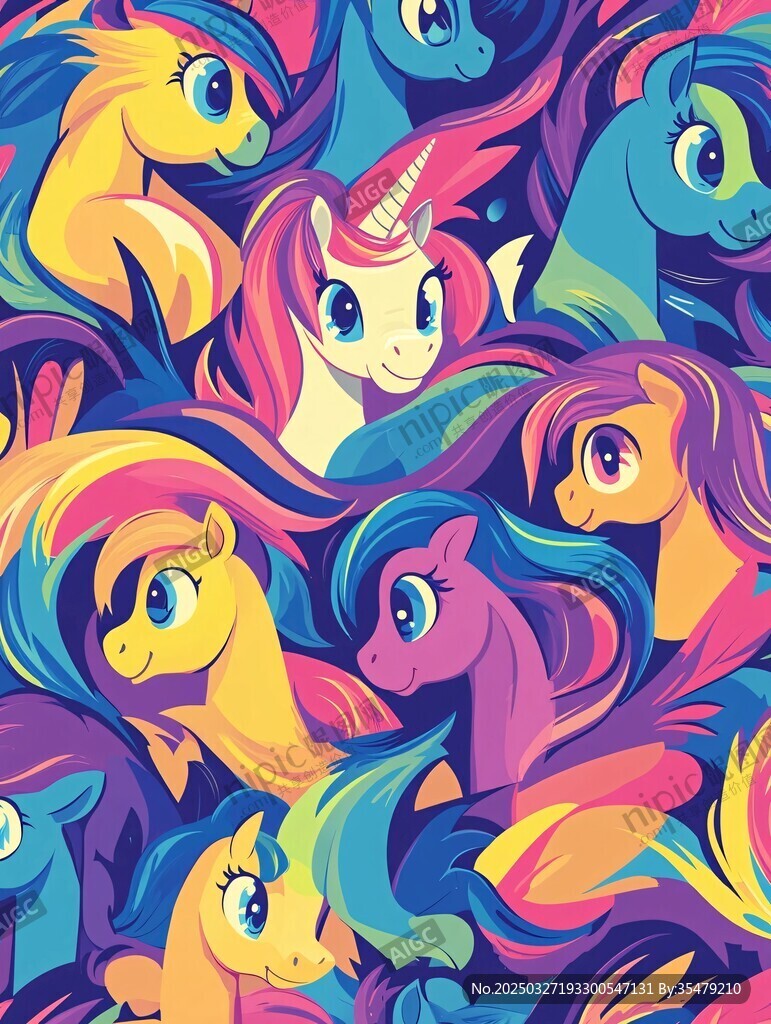 多彩小馬夢幻圖案
