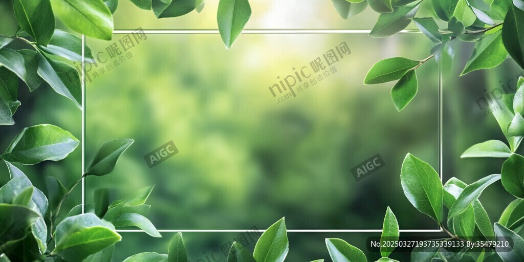 綠葉環(huán)繞的清新自然邊框