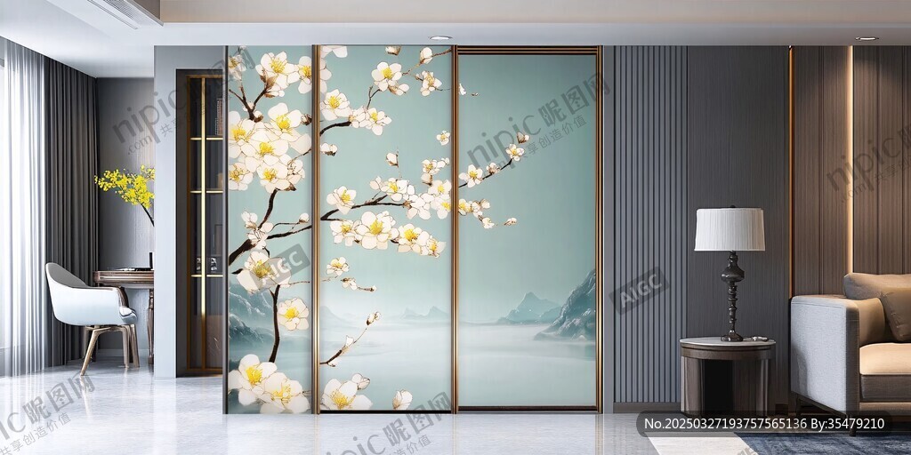 中式花鳥屏風(fēng)裝點雅致空間