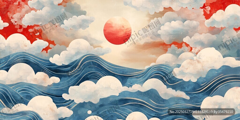 海上紅日伴云海壯麗景觀
