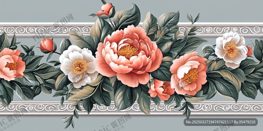 牡丹花卉裝飾圖案