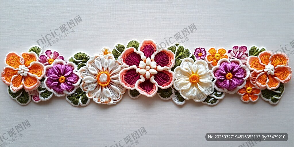 精美立體花朵刺繡花邊