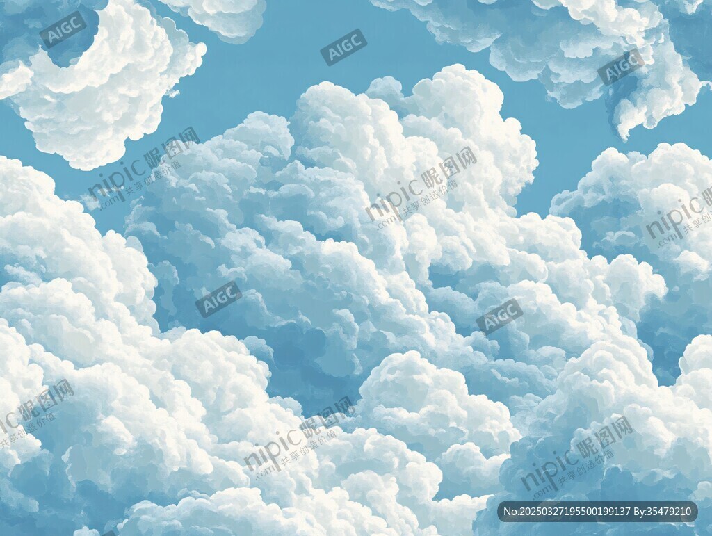 夢幻藍天云朵背景圖