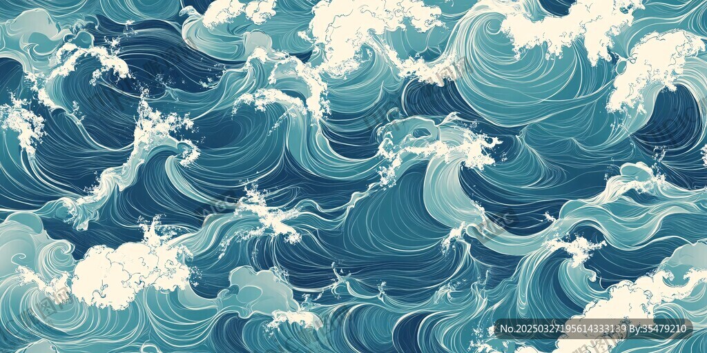 海浪涌動的夢幻海洋圖案
