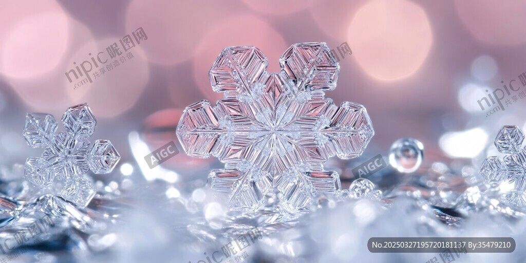 夢幻晶瑩雪花微觀世界