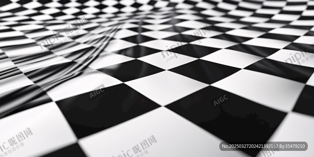 扭曲的黑白方格圖案背景