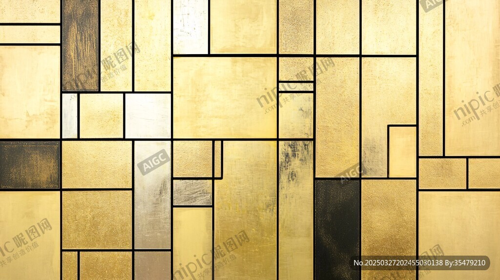 金色幾何拼接抽象背景圖