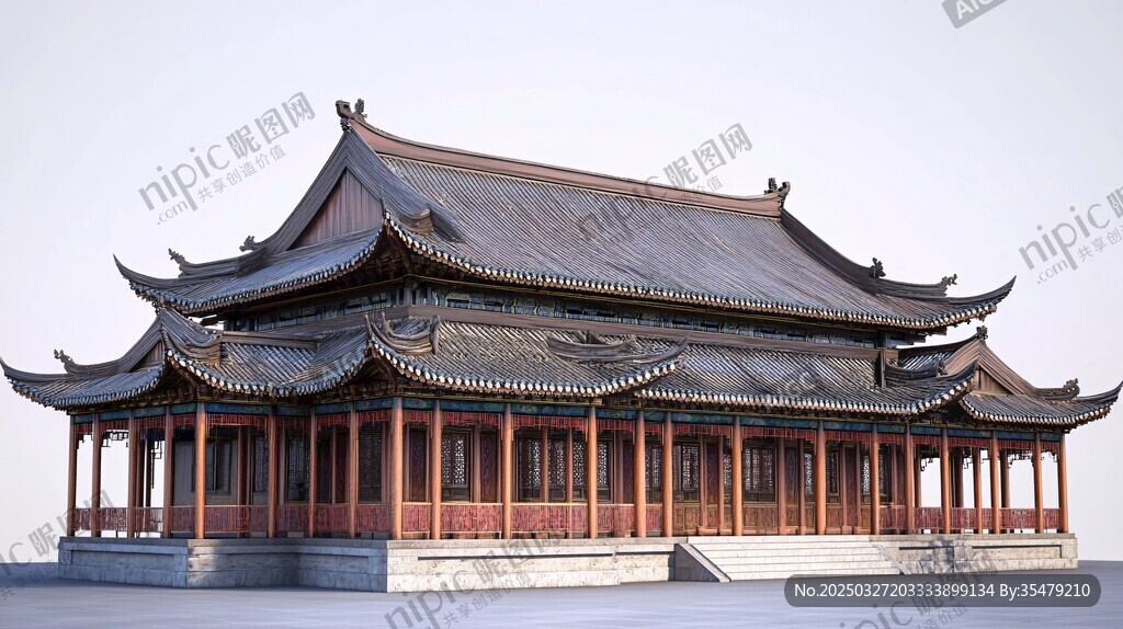 中式古典宮殿建筑模型