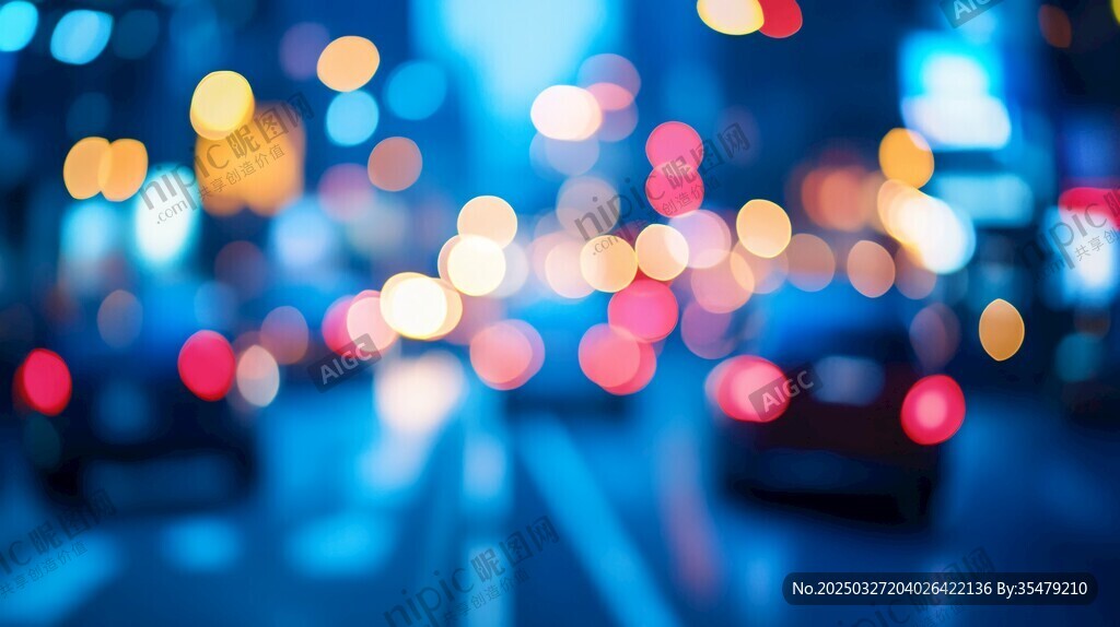 城市夜景光斑夢幻車流
