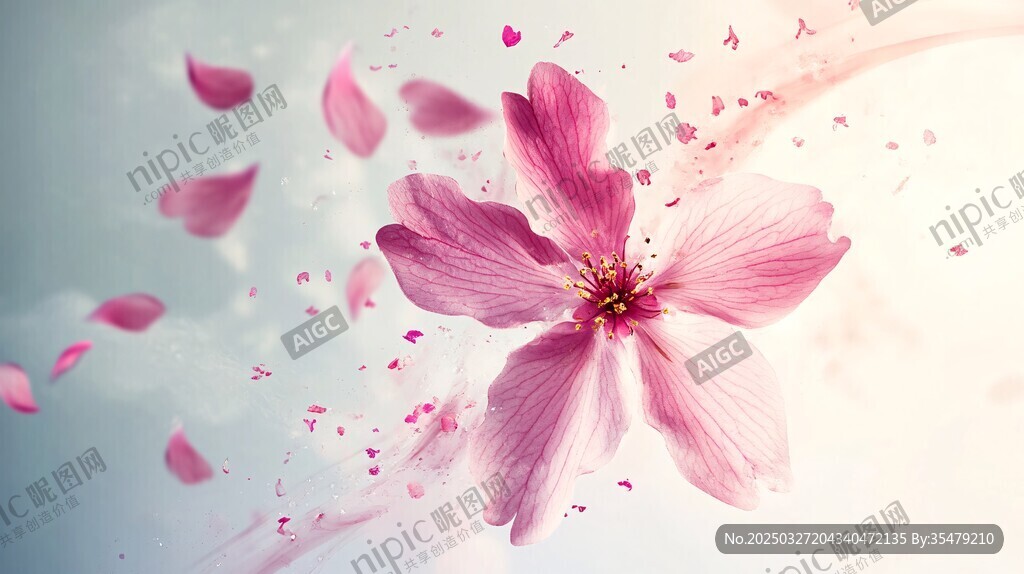 飄落的夢幻粉色花朵