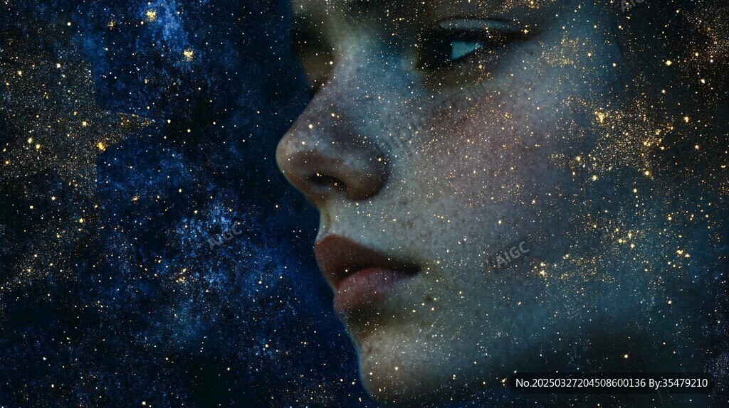 夢幻星空下的神秘少女