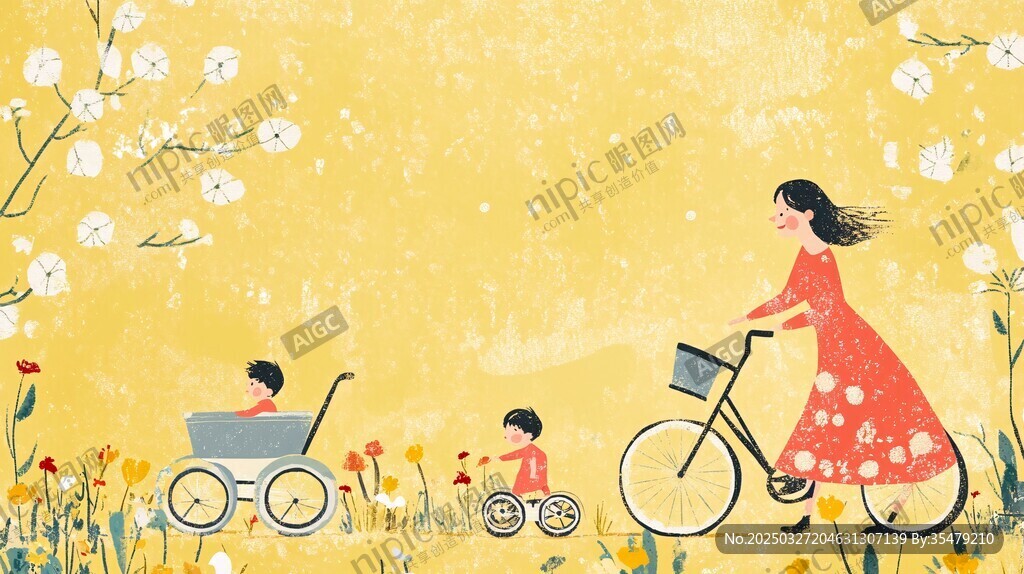 春日母親與孩子的溫馨時光