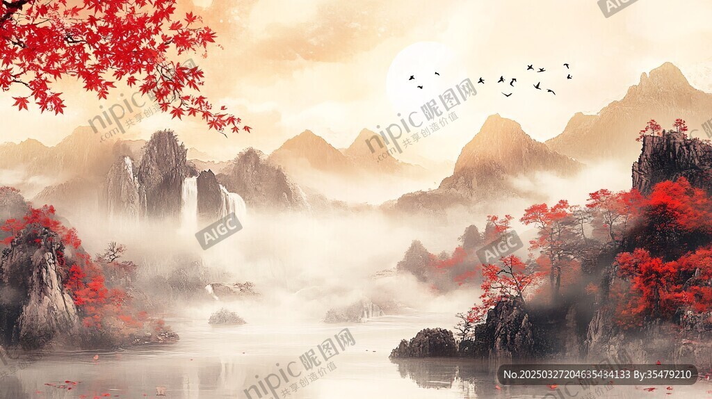 金秋山水圖