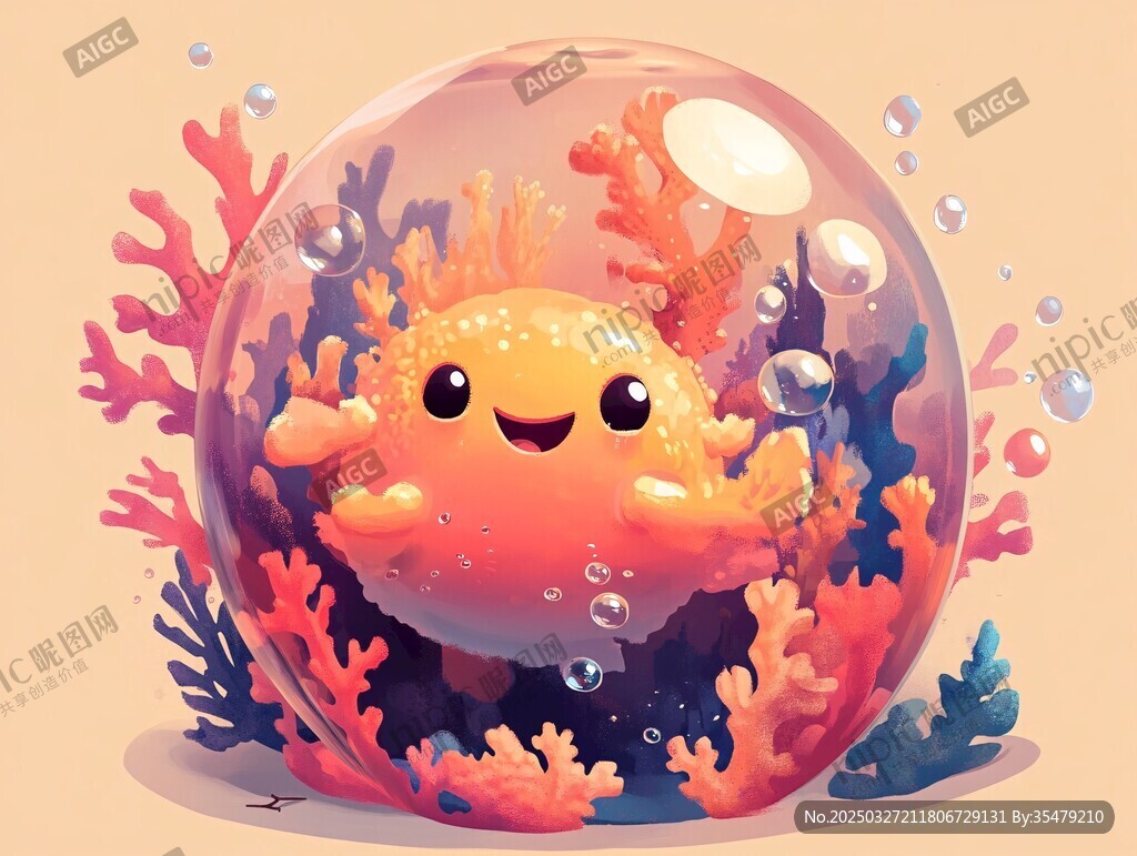泡泡中的可愛海底小生物