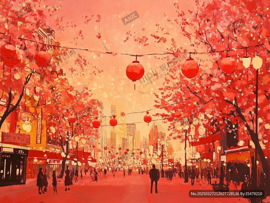 紅燈籠下的浪漫街道