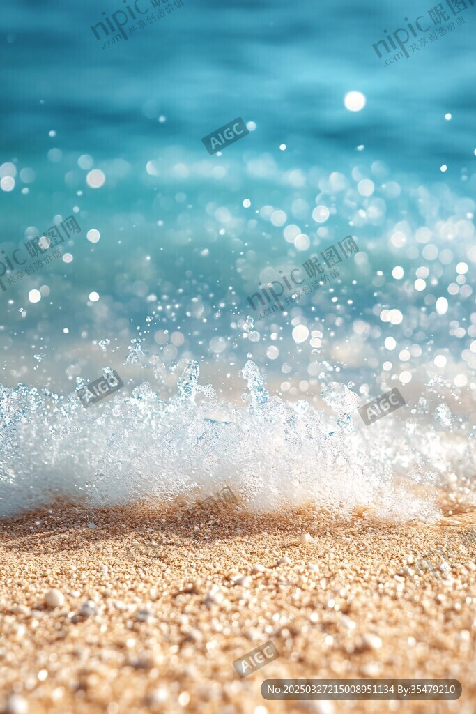 海浪輕拍沙灘的美妙瞬間
