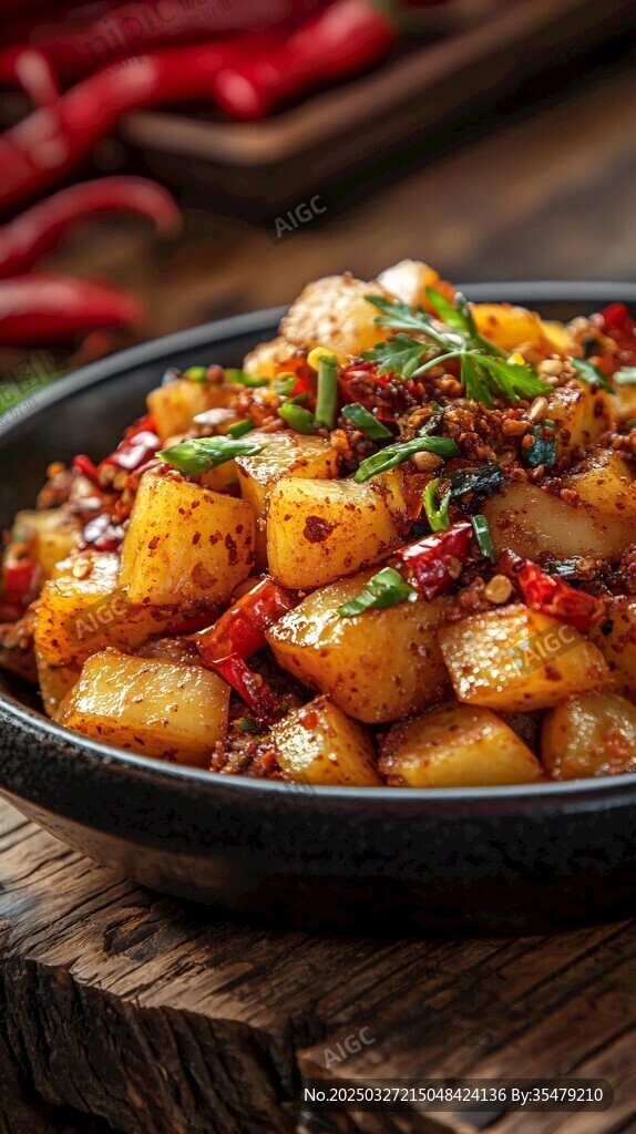香辣可口的炒土豆塊