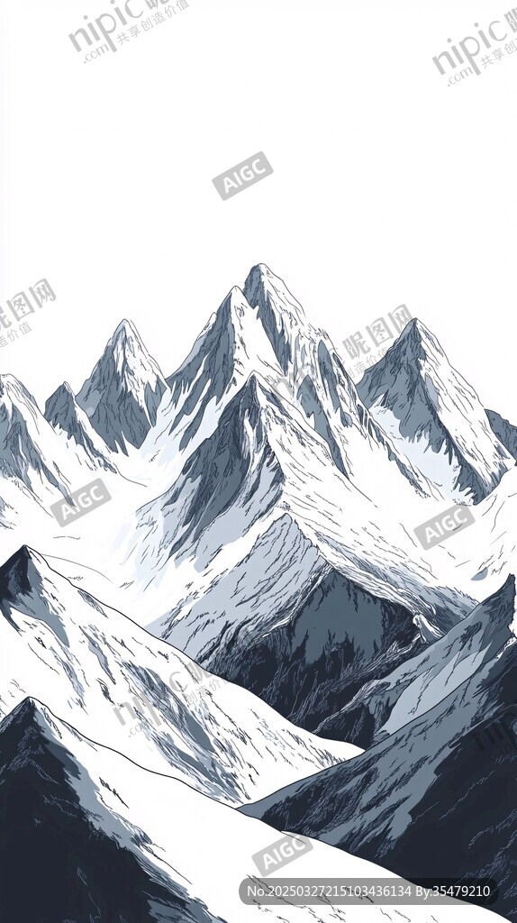 壯麗雪山景觀插畫