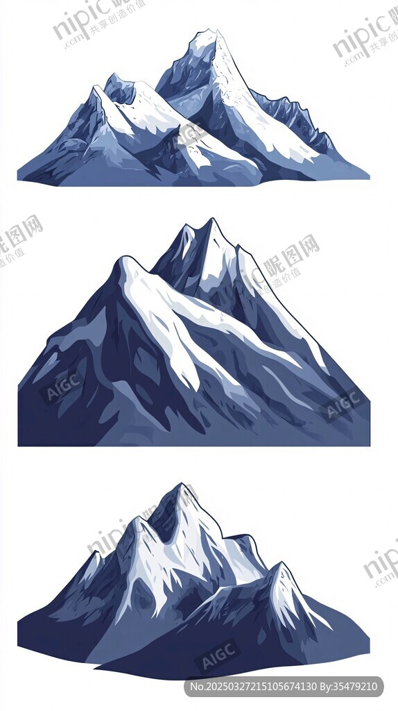 三座雪山插畫