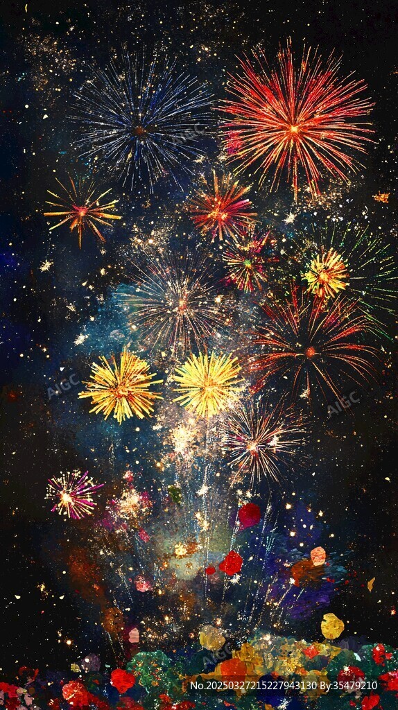 夜空綻放絢麗煙花美景