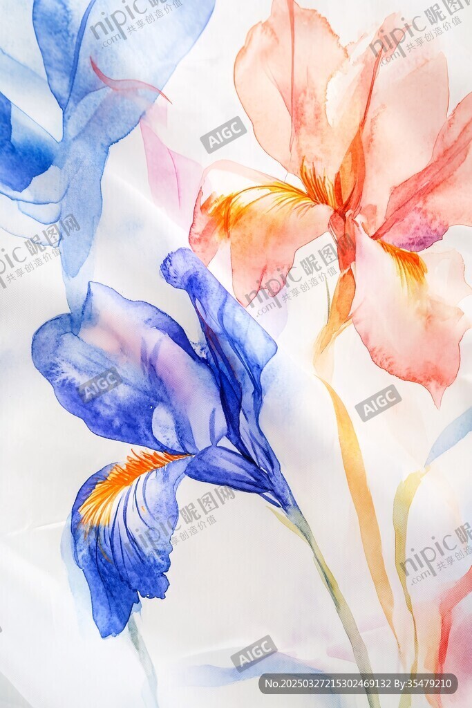 水彩鳶尾花藝術畫作展示
