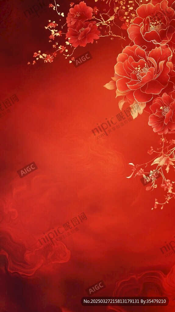 紅色繁花背景圖