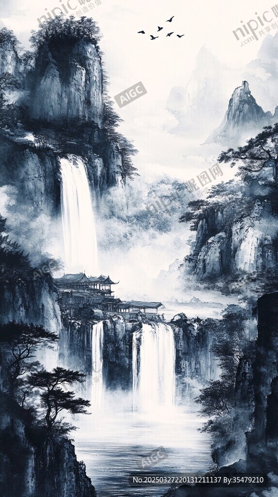 水墨山水間的自然詩意
