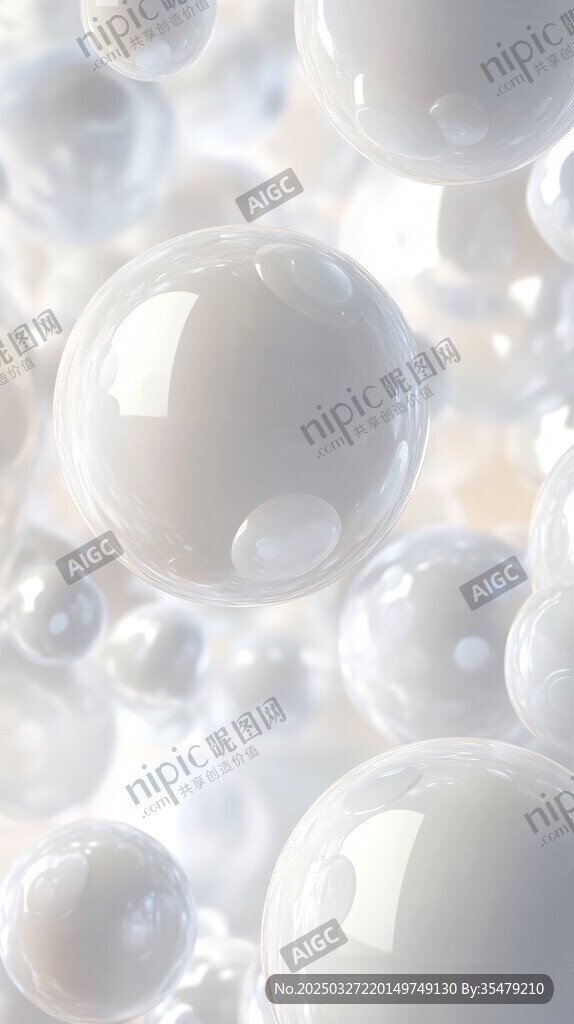 晶瑩白色氣泡微觀景象