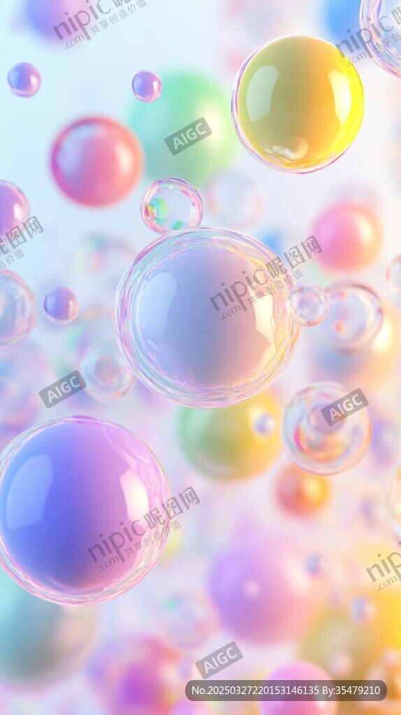 夢幻多彩氣泡懸浮畫面